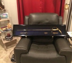 Sword Display Case Black & White Saber USMC NCO Navy Katana Blade Wood Cabinet