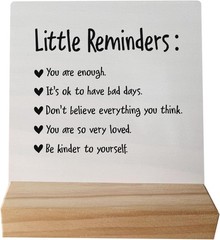 Positive Little Reminders You are Enough Desk Wood Plaque Sign with white6