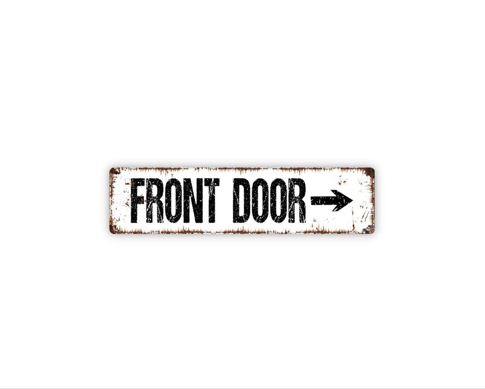 Front Door with Arrow Sign | Entryway Direction Sign | House Door Wall Sign