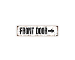 Front Door with Arrow Sign | Entryway Direction Sign | House Door Wall Sign