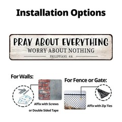 Pray About Everything Tin Sign Philippians 4:6 Christian Decor Vintage Wall Art