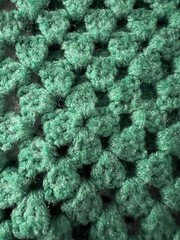 crochet granny square afghan blanket vintage 60 inch By 36 inch Green White