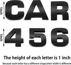 43PCS 3D Chrome Car Emblem Letters Number Symbol Badge Sticker DIY Black