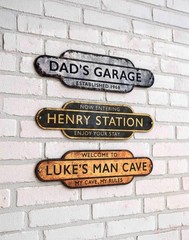 Personalized Railway Station Metal Sign, Vintage Rustic Plaque, Custom Name