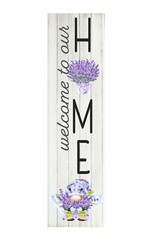 24 Inch (2 Foot Tall) Lavender Welcome to Our Home Vertical Wood Print Sign