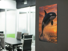 Killer Whale Sunset Ocean Wall Vinyl Decal Poster Print Removable Adhesive
