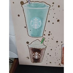Starbucks- Coffee Addict – 14” X 14” Canvas Wall Art Pink Glitter Girly