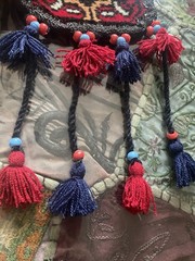 Traditional Eastern Tapestry Red Black Blue Beige Tassels Wall Hanging 30×5