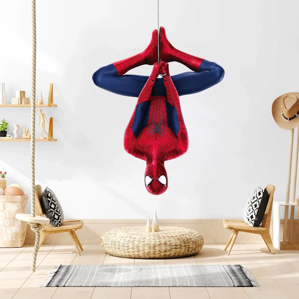 Spider Man Hanging Wall Sticker Superhero Vinyl Decal for Kids Room Decor Home