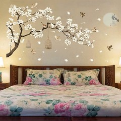 Large White Flower Wall Stickers, 50″x74″ Removable DIY Romantic Cherry Blossom