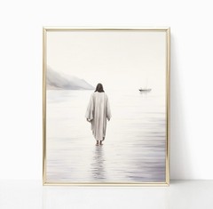 Jesus Walking On Water Canvas Wall art Print Christian Spiritual Home Wall decor