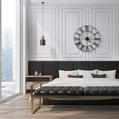24 In. round Black Metal Decorative Wall Clock Roman Numeral