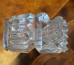 Vintage Crystal Cut Glass Ashtray Round Starburst Etched 3”