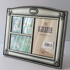 BURNES of BOSTON Pewter Collage Multi 4 Photo Picture Frame Jamestown NEW