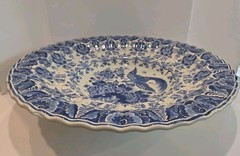 Delfts Blauw RAM Huge 21 Inch Charger Bird Of Paradise Butterfly Scalloped Rim