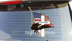God Bless America Cross Eagle Cross Flag Vinyl Sticker Decal USA patriotic
