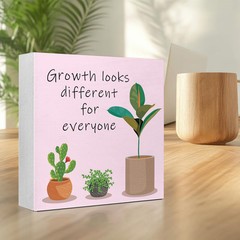 Pink Inspirational Wood Block Sign,Growth Looks Different for Everyone
