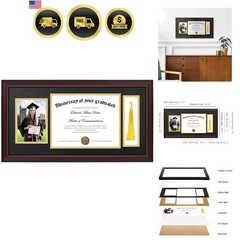 11×22 Diploma Frame with Tassel Holder for 8.5×11 Certificate and 5×7 Photo w…