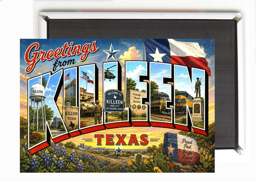 Greetings from Killeen Texas FRIDGE MAGNET travel souvenir