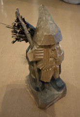 Carved Wood Gnome Forest Mountain Man Statue Figurine 6 1/4″