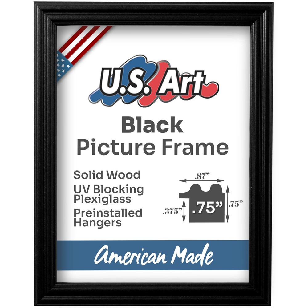 US ART Frames 0.75″ Black Solid Poplar Wood Picture Poster Frames S-B