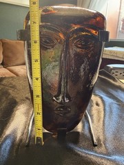 Jaramillo Bros Amber Color Glass Mask Skydancer Hanging Light 8 In