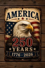 America 250 Years 1776-2026 Patriotic Eagle Metal Sign USA Freedom 8×12 Aluminum
