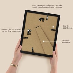 3 Pack 8×10 Black Wood Picture Frame for 5×7 Photo Plexiglass Wall Tabletop Art