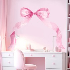59 x 45 Inch Large Pink Bow Wall Stickers Peel and Stick Coquette Girl Room D…