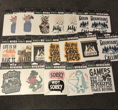 19 VINYL STICKERS 4 1/2 X 4 1/2 Funny Glossy Printed Vinyl Stickers NEW (sm1)