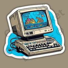 Vintage Computer System Nostalgia Retro Vibe 3″ Vinyl Sticker