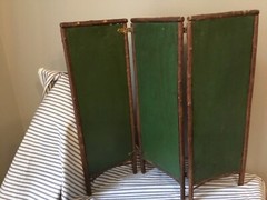 Vintage Rustic TWIG FOLDING TABLETOP SCREEN 24.5 x22.5 shabby Cabin Farmhouse