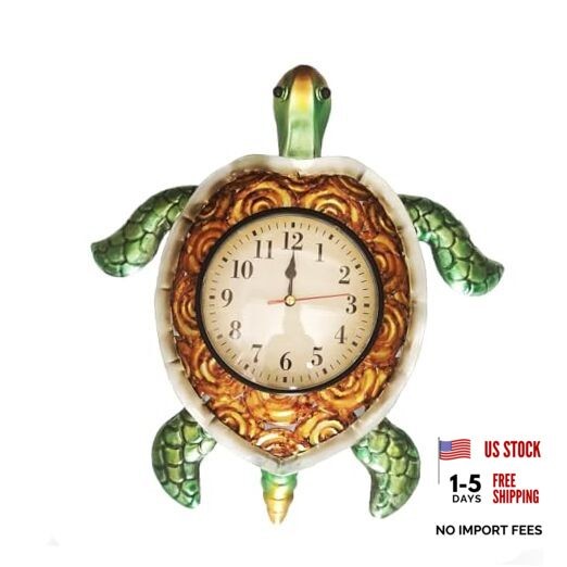 Turtles Wall Clock Turtle Decor for Kitchen Teal green sea turtles deco Green