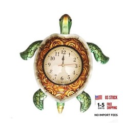 Turtles Wall Clock Turtle Decor for Kitchen Teal green sea turtles deco Green