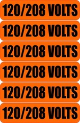 6x 120 / 208 Volts Warning Vinyl Decal | Outdoor Laminated | Electrical Safety
