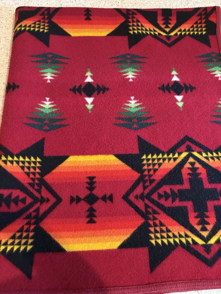 Pendleton Beaver State Wool Reversible Southwestern Geometric Blanket Red