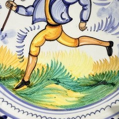 Majolica Spain Handmade, Painted Large Ceramic Wall Hanging Shallow Bowl 10”