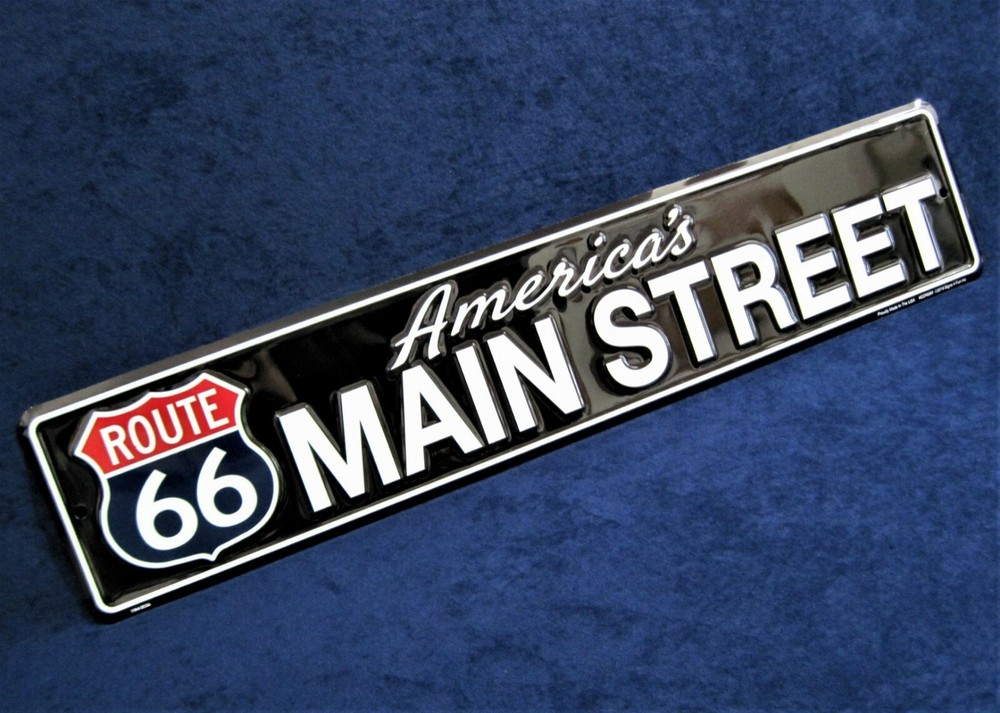 RT66 MAIN STREET *US MADE* 24″ Embossed Metal Street Sign Man Cave Garage Décor