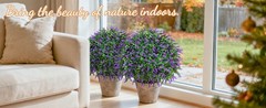 26» Artificial Topiary Boxwood Ball Trees with Lavender 2 Pack Fake Plants for