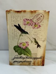 Faux Book Storage Box Birds Foliage Small 5 1/2” Tall x 3 3/4″ W x 1 3/4″ D EXC