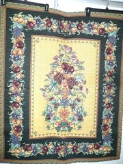 OLD WORLD ITALY TAPESTRY WALLHANGING Wall Hanging 35X42 USA Grapes Fruits Decor