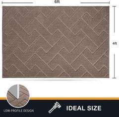 Easy Care Area Rug 4ft x 6ft, Non-Slip Machine Washable Entry Rug, Stain