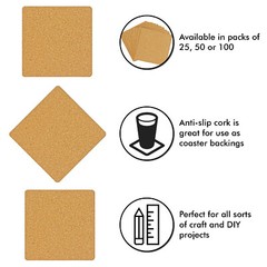 Self-Adhesive Cork Squares 4×4 Inches Cork Backing Sheets Cork Tiles Coasters