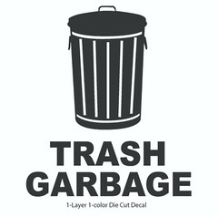 2″ – 24″ Trash Garbage Decal Sign&Text – Die Cut Vinyl Decal Sticker for Bins