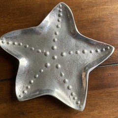7 in Starfish Metal Jewelry Trinket Dish Beach Seashell Sea Star Indoor Outdoor