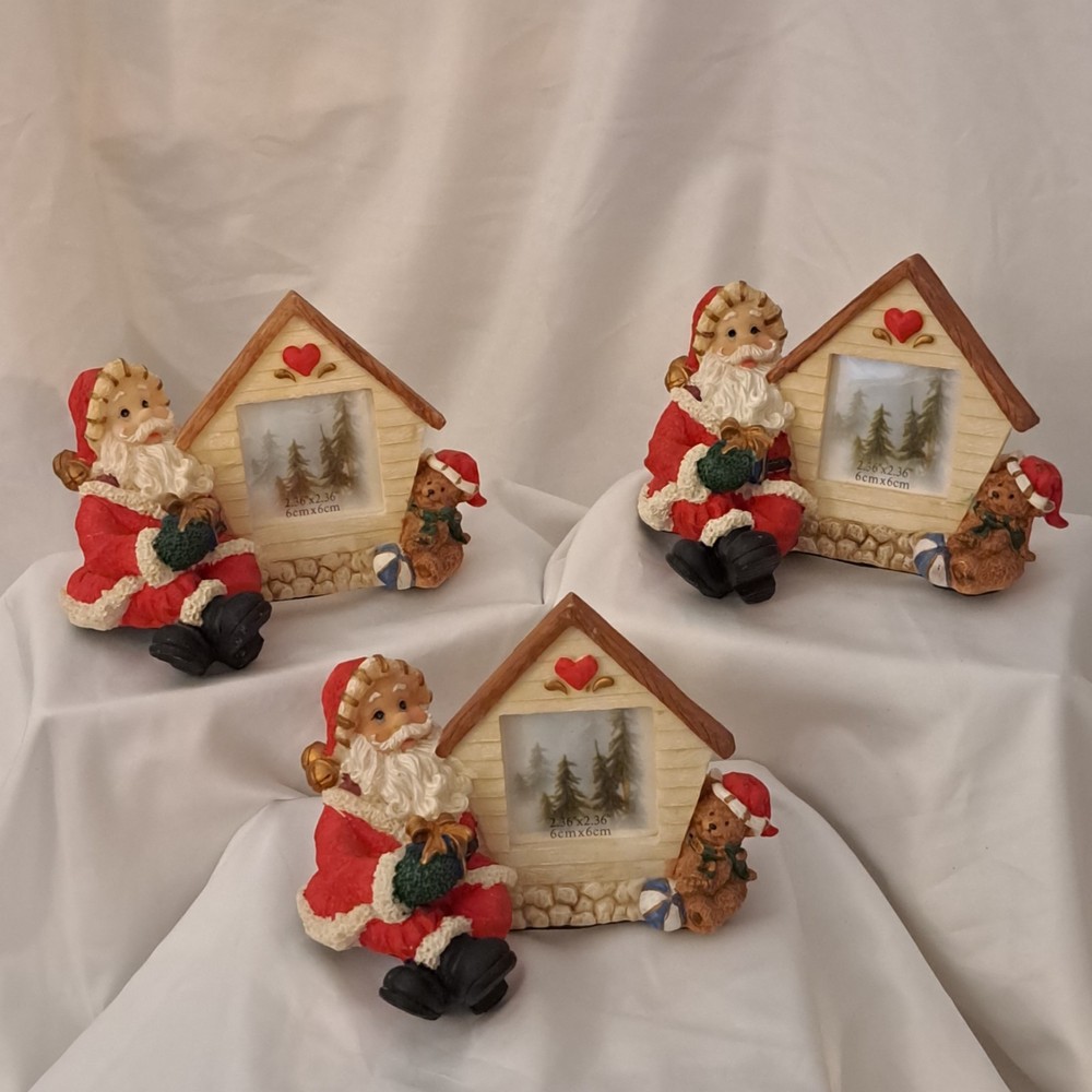 Santa Picture Frames for Mantel, Decor, Gifts (2.36inx2.36in Photo Sz) Lot of 3