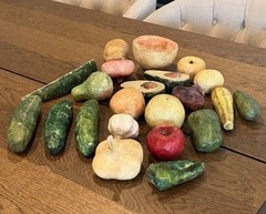 Vintage Paper Mache Fruit/Vegetables Set Of 22 Hand Painted Folk Art Whimsical