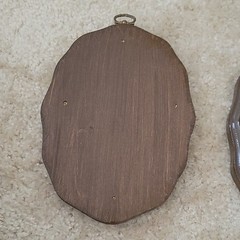 Set of 2 Traditional Floral Botanical Wood Oval Wall Plaques Brown Multicolor