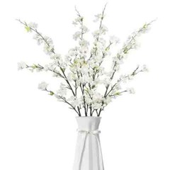 4Pcs Artificial Cherry Blossom Flowers 43 Inch Long Stem Cherry Blossom White