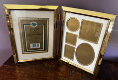 VTG Windsor Browne Polished Brass Double Picture Frame Hinged 5×7”